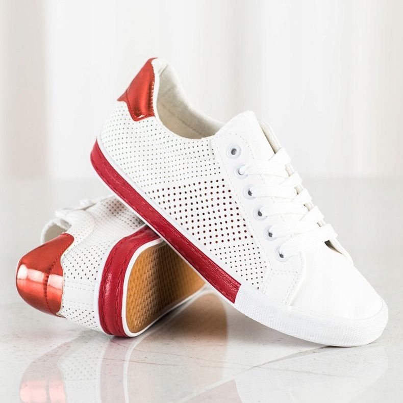 SHELOVET Openwork Sneakers With A Red Insert white 1
