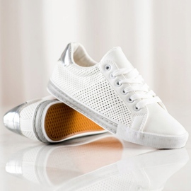 SHELOVET Openwork Sneakers With A Silver Insert white 1