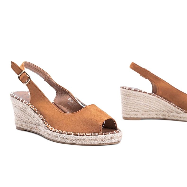 Camel wedge sandals from Caitlin brown 1