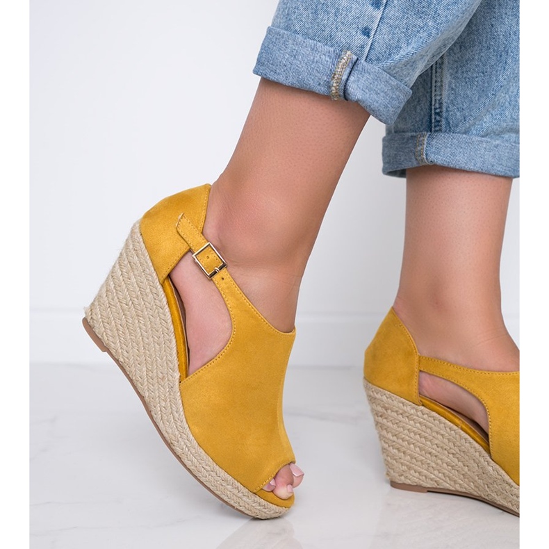 Mustard wedge sandals Moko yellow 1