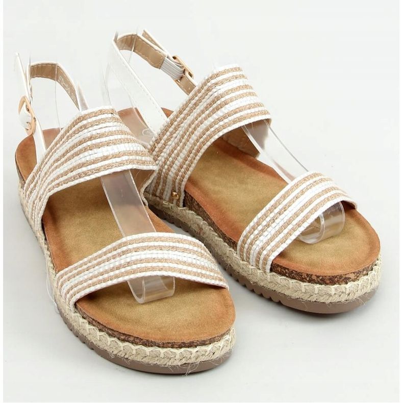 White and beige espadrilles sandals FD-50 White 1