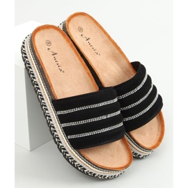 Black N-96 Black slippers on the decorated sole 1