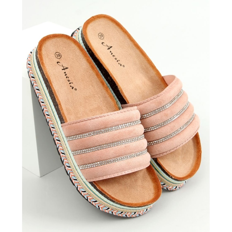 Pink N-96 Pink slippers on the decorated sole 1 Pink N-96 Pink slippers on the decorated sole 1