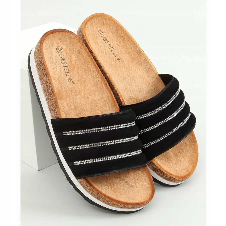 Black cork slippers LS018 Black 1