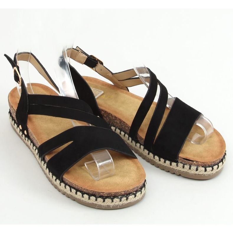 Black Boho espadrilles sandals FD002 Black 1