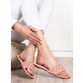 Goodin Braided Eco Leather Slippers pink 2