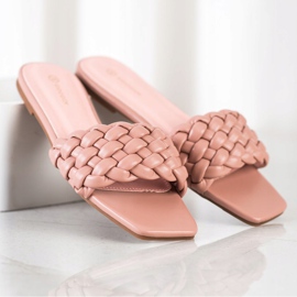 Goodin Braided Eco Leather Slippers pink 3