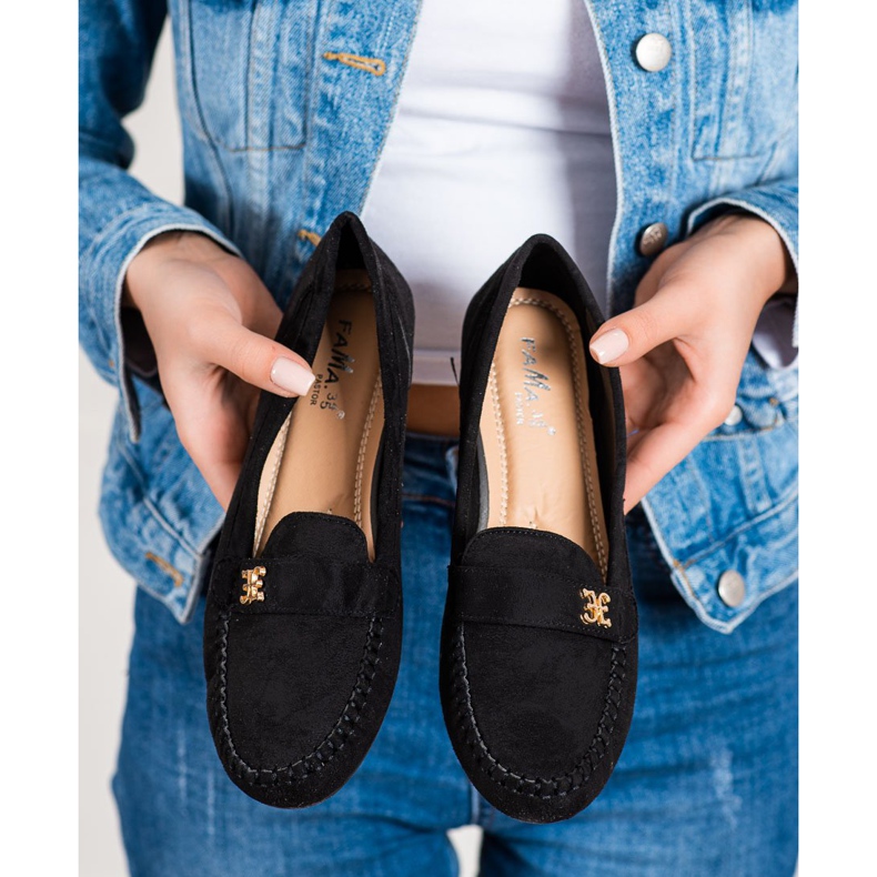 Fama Suede loafers with ornament black 2