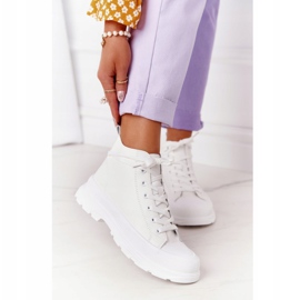 Women's White Trissy Leather Sneakers On A Large Sole 2