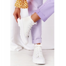 Women's White Trissy Leather Sneakers On A Large Sole 1