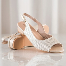 Sabatina Openwork Sandals On Low Heels beige 1