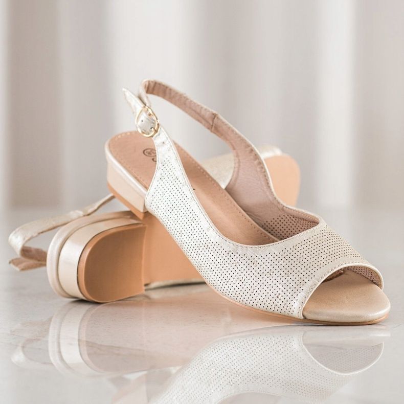 Sabatina Openwork Sandals On Low Heels beige 1