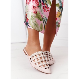 PS1 Beige Ripple Slippers With Uppers And Pearls 2