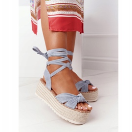 PS1 Tied Sandals On A Blue Braided Platform La Palma beige 2