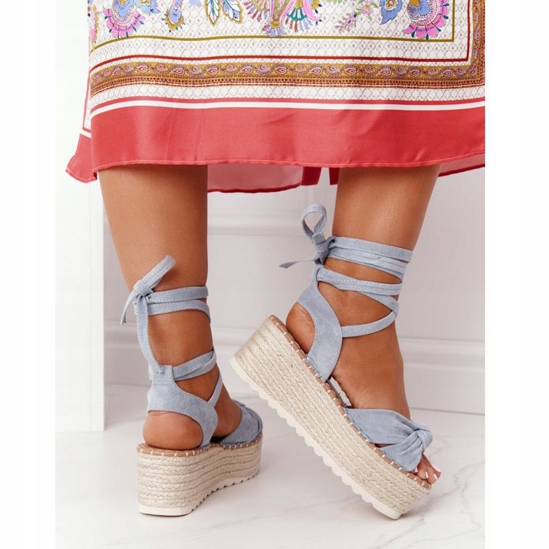 PS1 Tied Sandals On A Blue Braided Platform La Palma beige 1