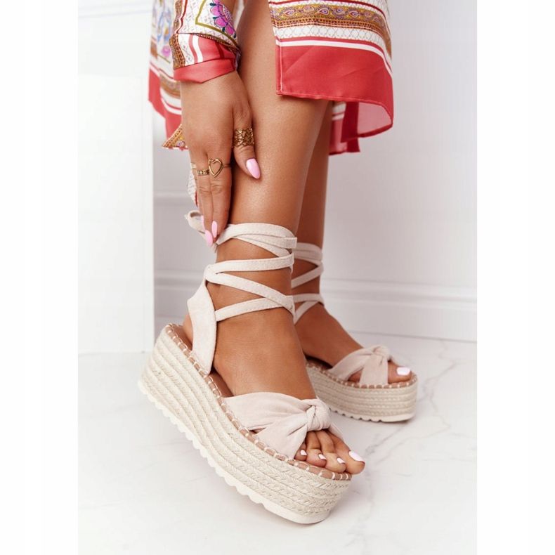 PS1 Tied Sandals On A Braided Platform Beige La Palma 2