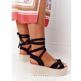 PS1 Tied Sandals On A Braided Black La Palma Platform beige 1