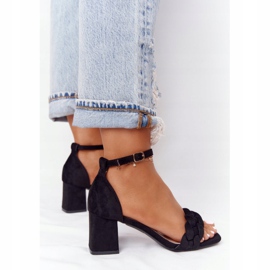PS1 Long Island Black Suede Heel Sandals 1