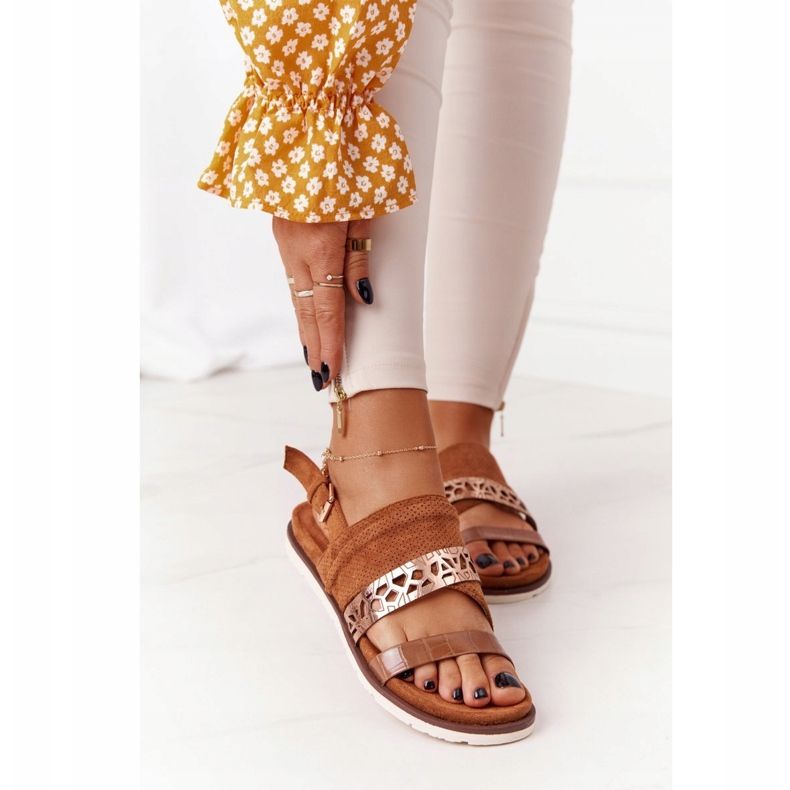 EVE Women's Suede Sandals Camel Asturias brown 1