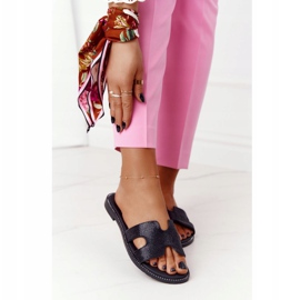 EVE Leather Slippers With Cubic Zirconia Black Modena 2