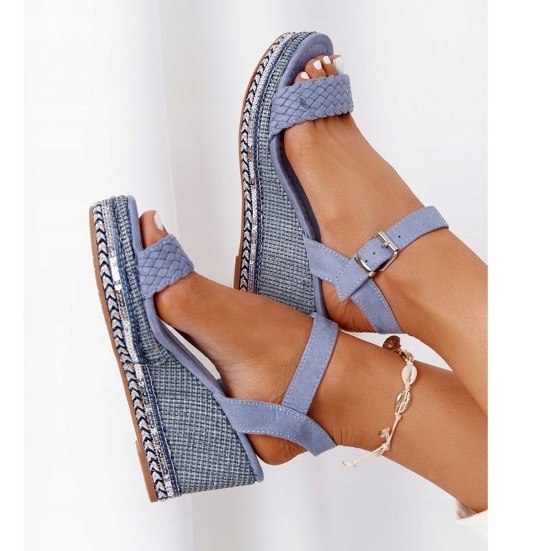 PG1 Wedge Sandals With Blue Sequins Scilla 1