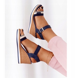 PG1 Navy Blue Tropical Wedge Sandals beige brown 1