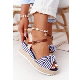PG1 Navy Blue Wedge Sandals La Isla Bonita white multicolored 1