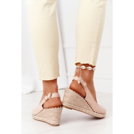 PG1 Beige Wedge Sandals With Braided Beige Las Palomas 2