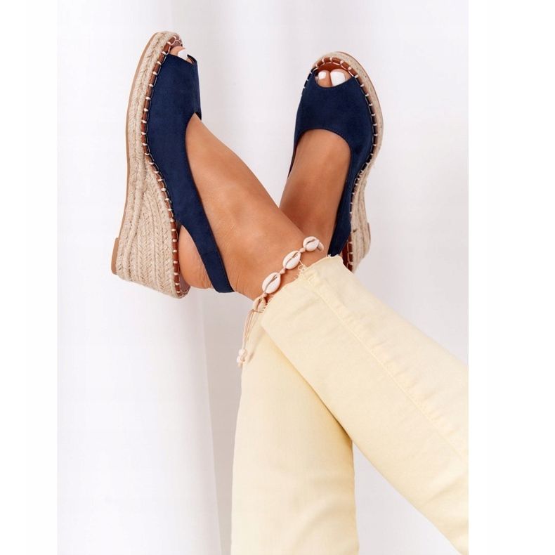 PG1 Las Palomas Wedge Sandals With Braids beige navy blue 1