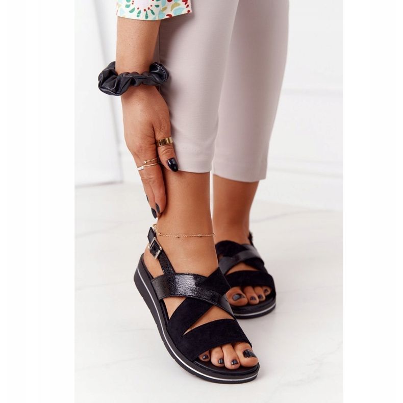 Suede Sandals Sergio Leone SK039 Black and Silver 2