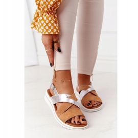 Suede sandals Sergio Leone SK039 Beige and Silver 2