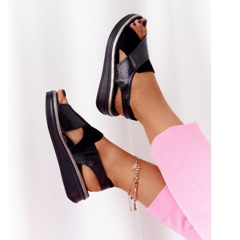 Slip-On Sandals On The Sergio Leone SK029 Black Platform 1