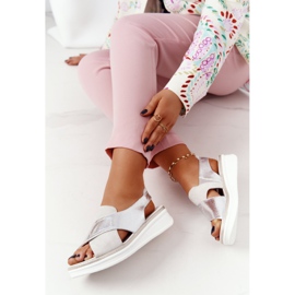 Slip-On Sandals On The Sergio Leone SK029 Platform White-Silver 1