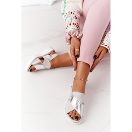 Slip-On Sandals On The Sergio Leone SK029 Platform White-Silver 2