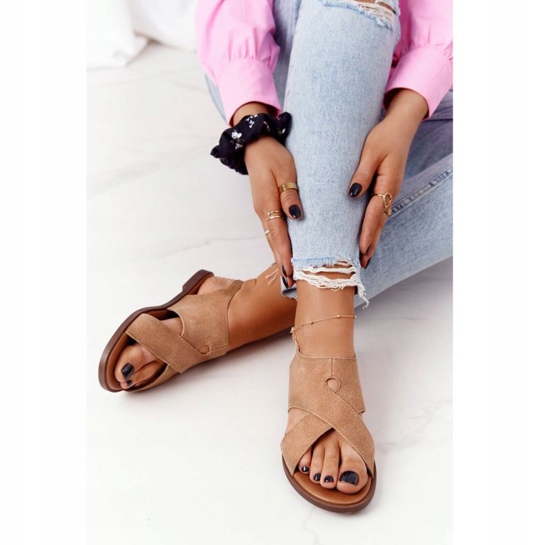 Suede Sandals Sergio Leone SK060 Beige 1