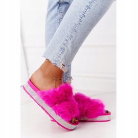 PS1 Slippers On The Platform With Fur And Cubic Zirconia Fuchsia Wow! pink 1