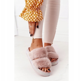 PS1 Beige Slippers On The Platform With Fur And Cubic Zirconia Wow! 2