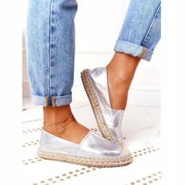 Leather Espadrilles On A Braided Sole Big Star HH274504 Silver 1