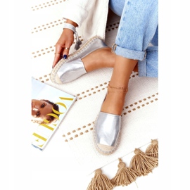 Leather Espadrilles On A Braided Sole Big Star HH274504 Silver 2