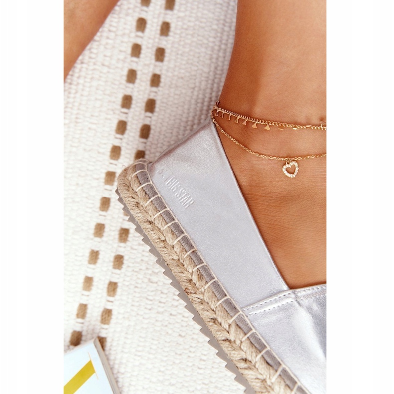 Leather Espadrilles On A Braided Sole Big Star HH274504 Silver 4