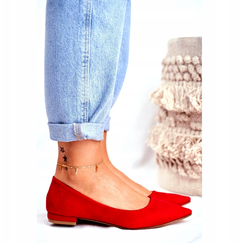 EVE Women's Ballerinas In Spitz Suede Red Westley 2