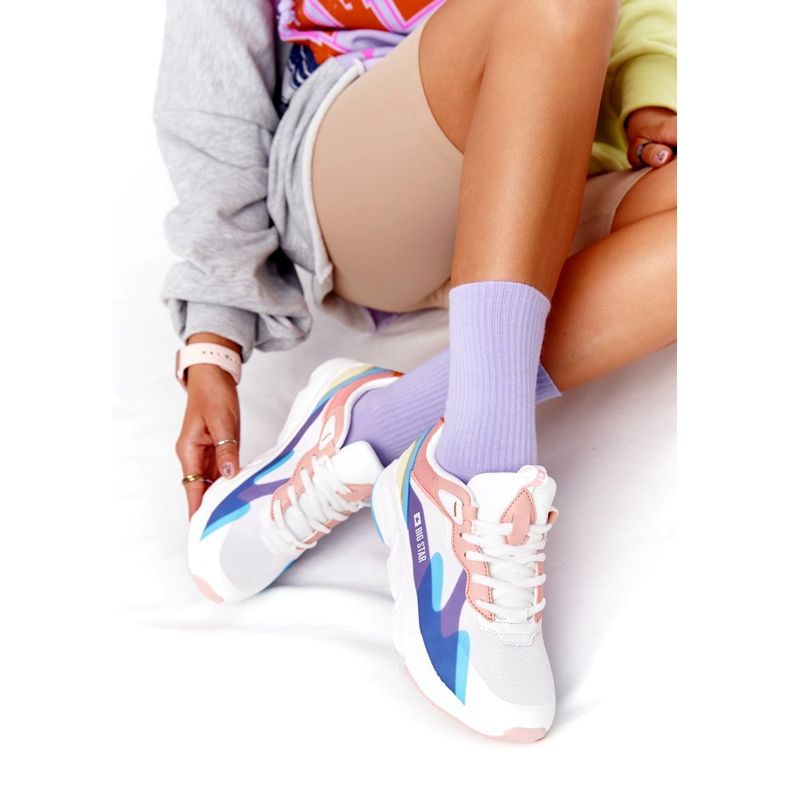 Women's Sport Shoes Memory Foam Big Star HH274809 White-Pink purple blue yellow 2