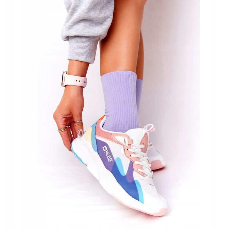 Women's Sport Shoes Memory Foam Big Star HH274809 White-Pink purple blue yellow 1
