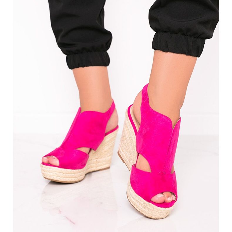 Pink espadrilles on the wedge Pretty Woman red 1