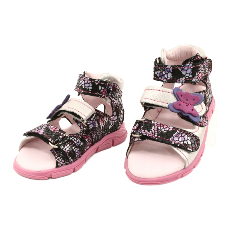 Mazurek Girls' leather sandals high preventive 291 with a butterfly silver 2
