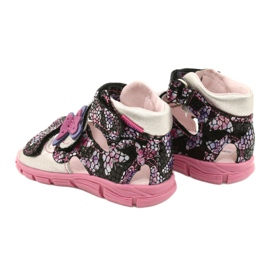 Mazurek Girls' leather sandals high preventive 291 with a butterfly silver 5