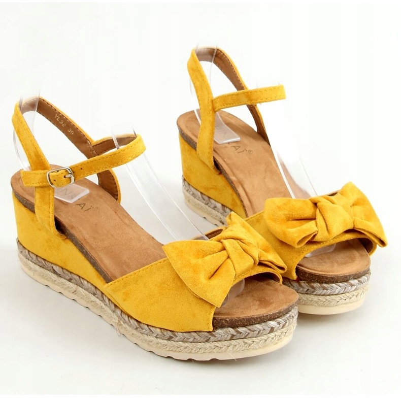 Espadrilles on wedges with a bow in honey YL92 Yellow 1