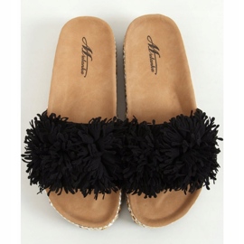 Black 2260 Black slippers on the decorated sole 1