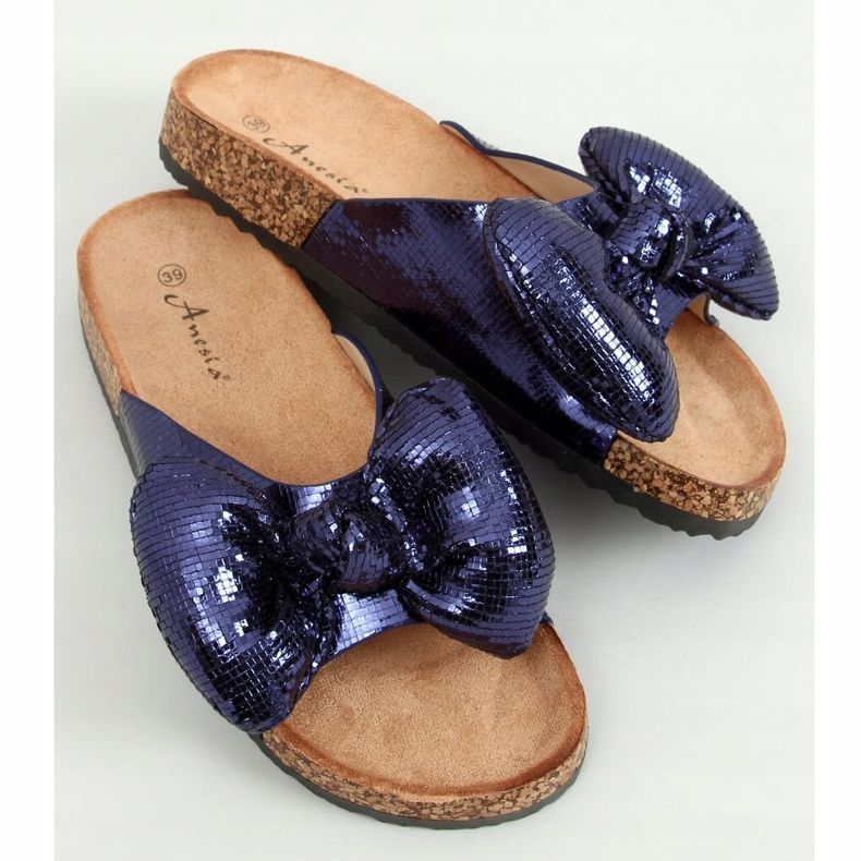 Mickey slippers with a bow N-79 Blue navy blue 1