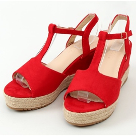 Red Espadrilles on wedges, red WX-08 Red 1